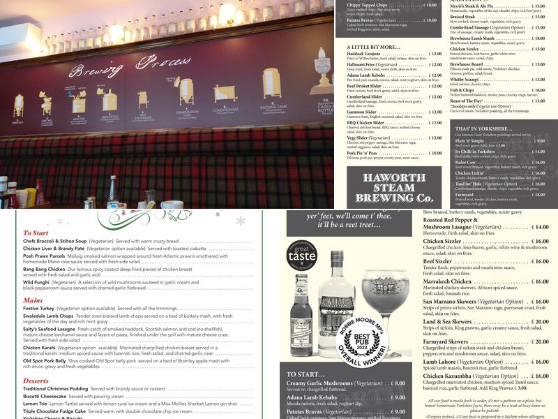 Haworth Steam Brewing Co Menu