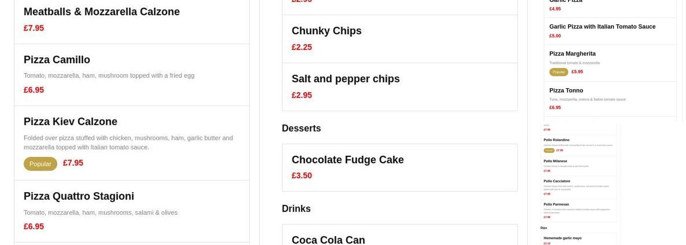 Papa T’s Italian Take Away Menu