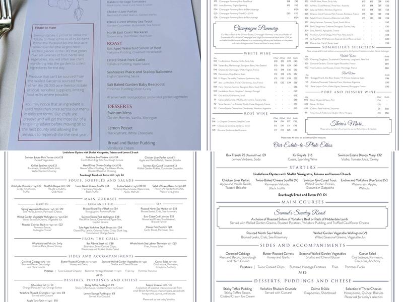 Samuels Restaurant Menu