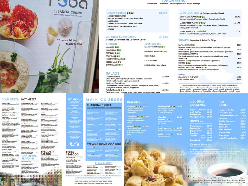 Ruba Restaurant Menu