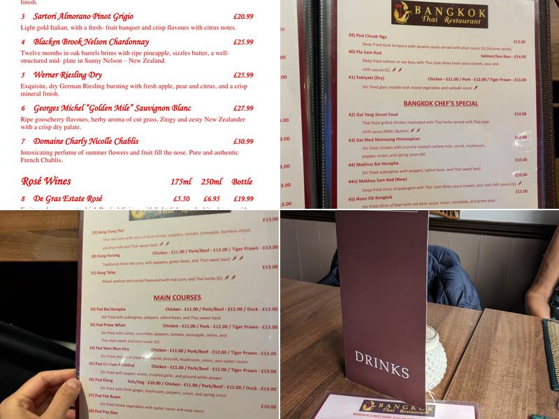 Bangkok Thai Menu