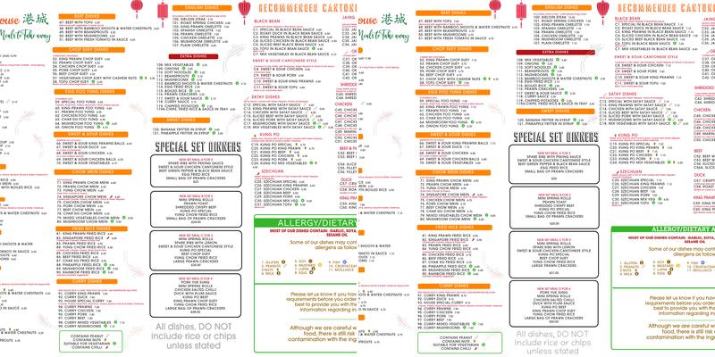 Astwood House Chinese Takeaway Menu