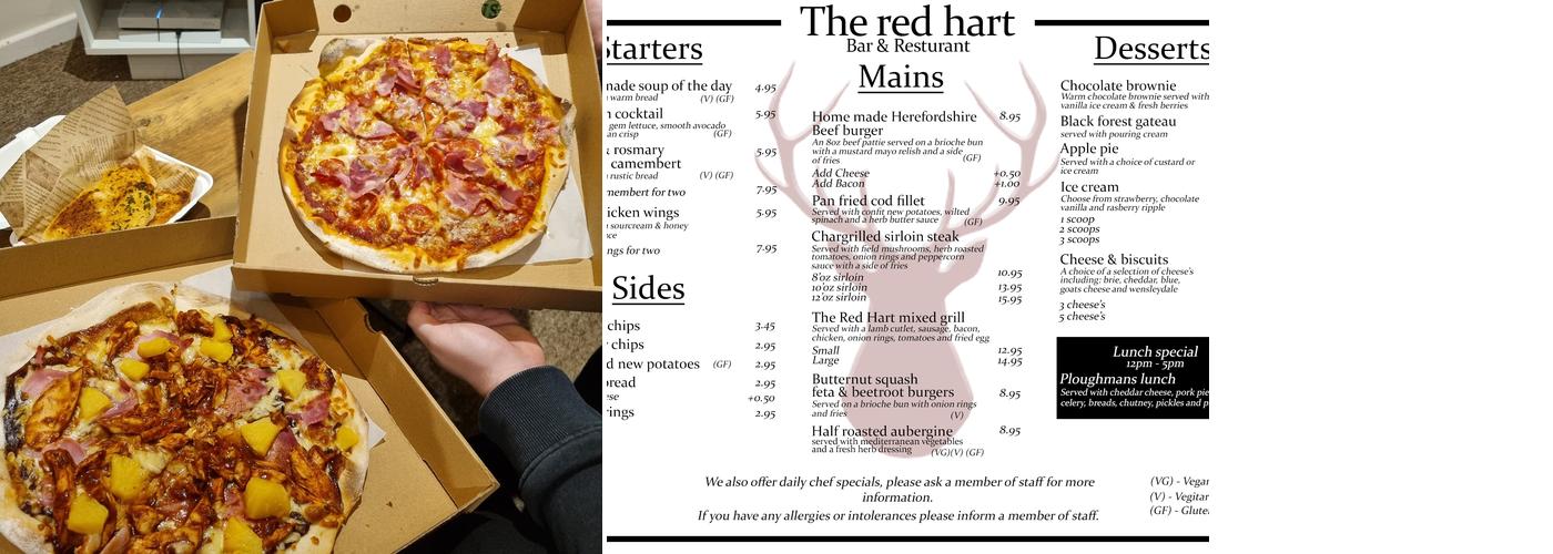The Red Hart, Kington Menu
