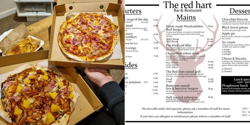 The Red Hart, Kington Menu