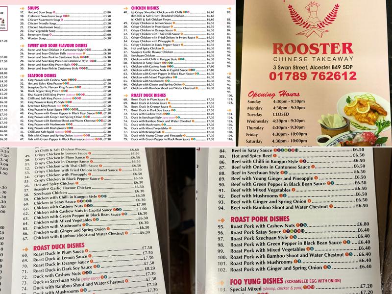Rooster Chinese Takeaway Menu