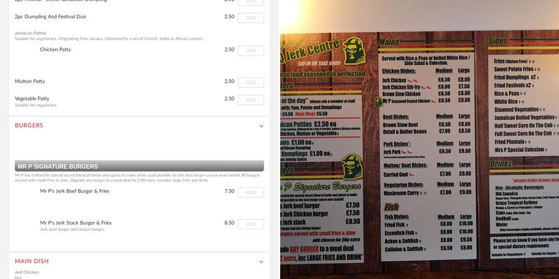 Mr P's bbq jerk Centre Menu