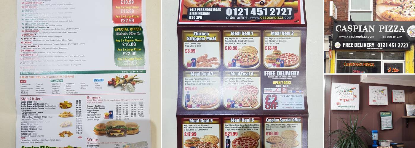 Caspian Pizza Pershore Road Menu