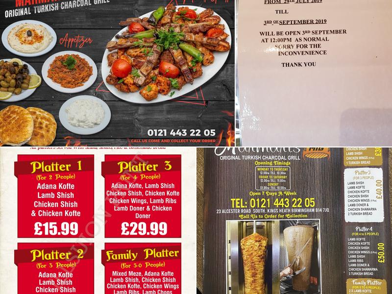 Marmaris Original Turkish Charcoal Grill Menu