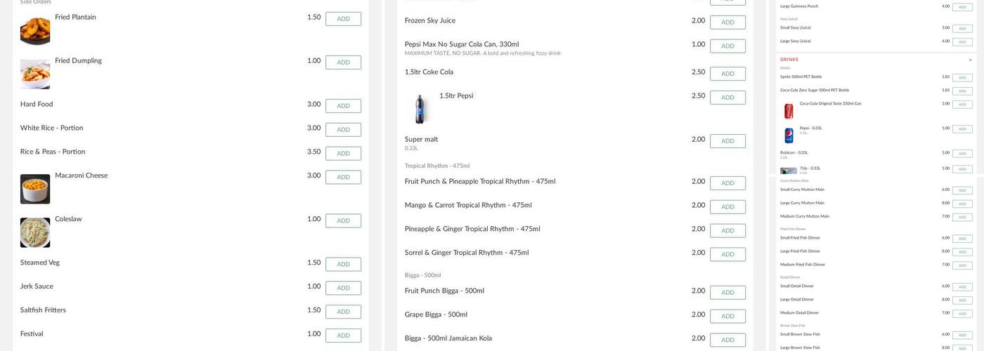 Taste The Taste Caribbean Take Away Menu