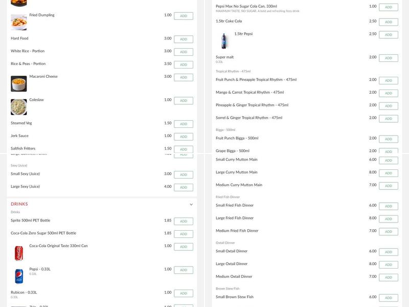 Taste The Taste Caribbean Take Away Menu