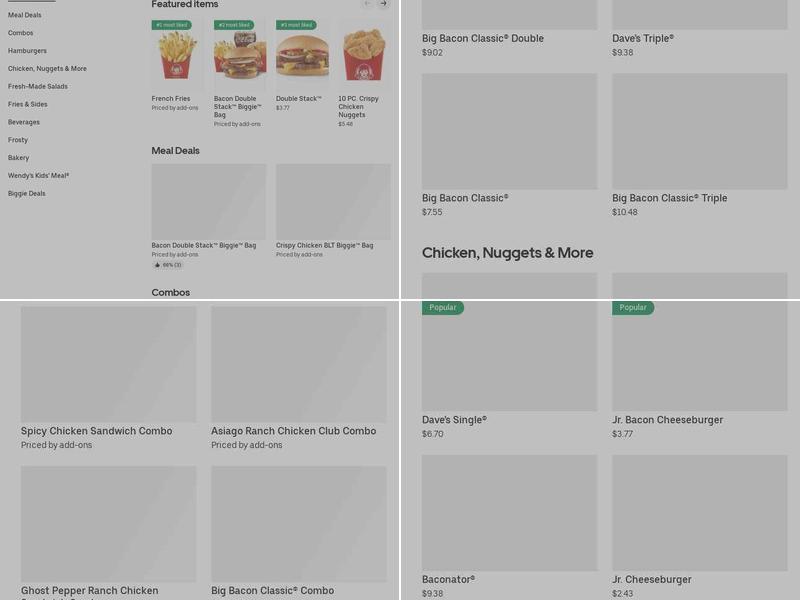 Wendy's Menu
