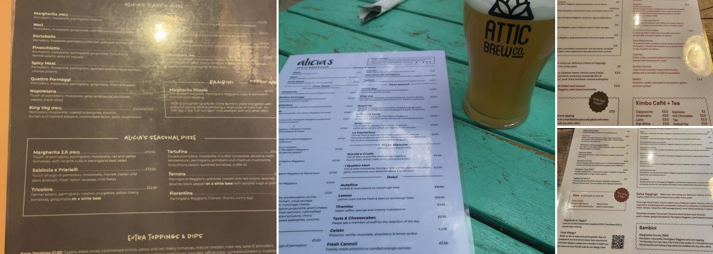 Alicia's Micro Bakehouse Menu