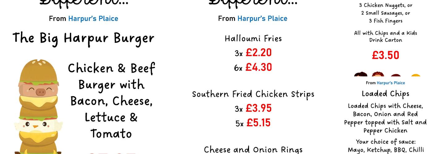 Harpur's Plaice Menu