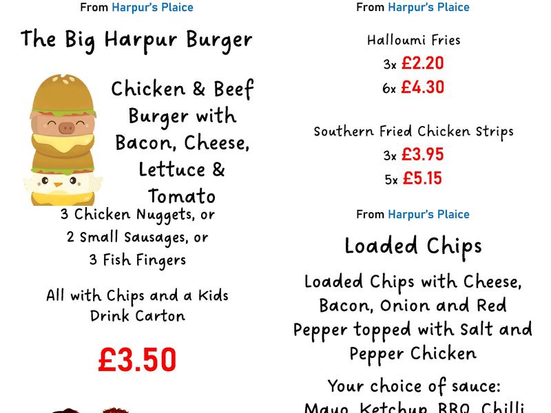 Harpur's Plaice Menu