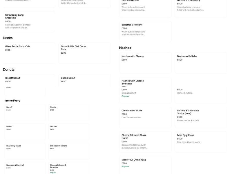Cookies & Kreme Menu