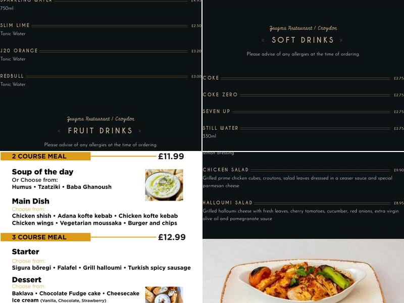 Zeugma Turkish Cuisine Menu