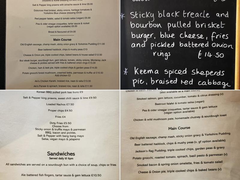 The Swan Dobcross Menu