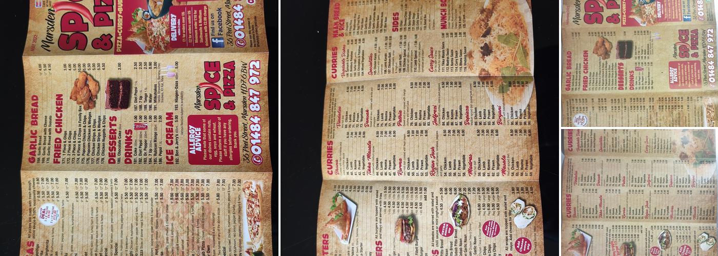 Marsden Spice & Pizza Menu