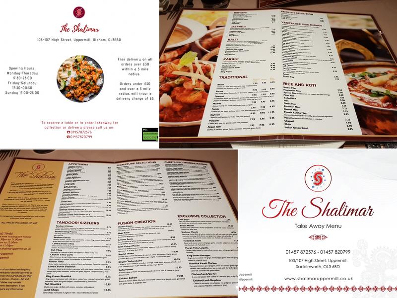 The Shalimar Menu