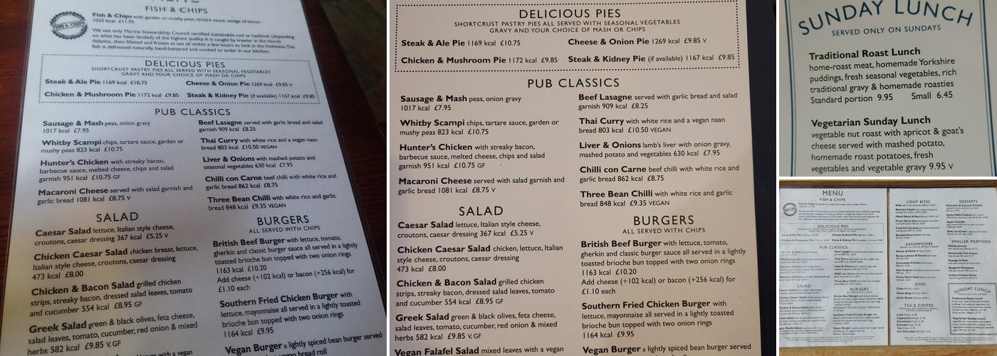 Sinclairs Oyster Bar Menu