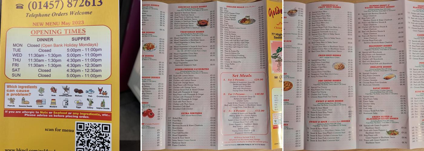 Golden Dragon Menu