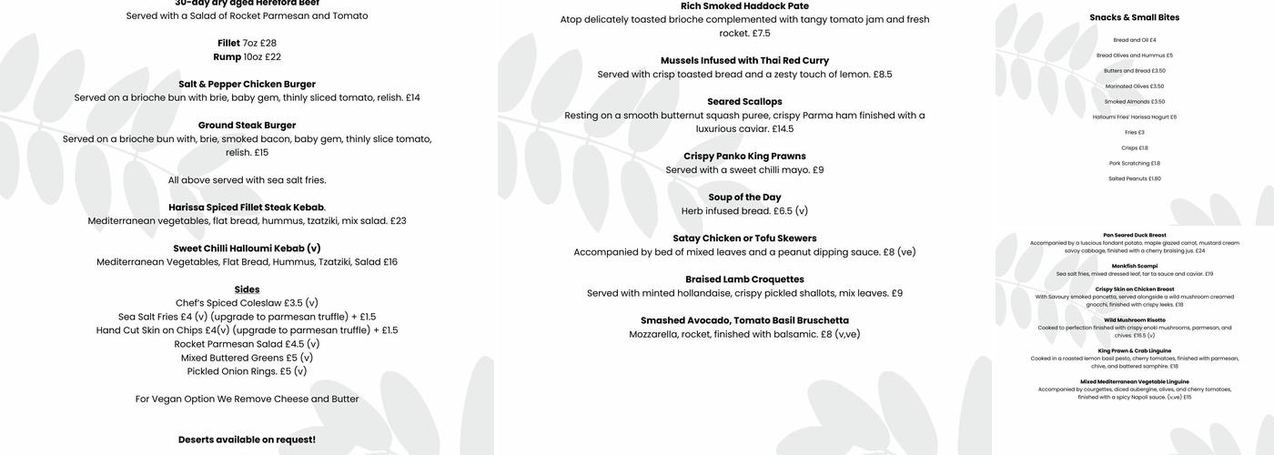 Tupelo Bar & Bistro Menu