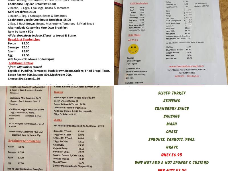 The Cookhouse Cafe Menu