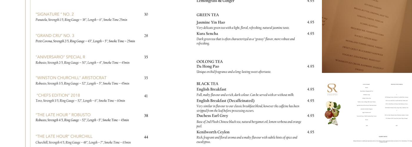 Shaun Rankin at Grantley Hall Menu