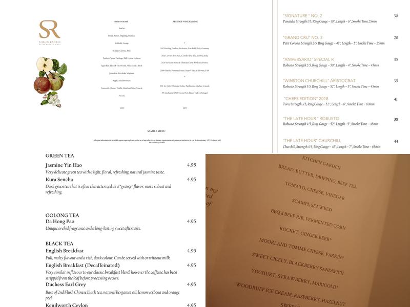 Shaun Rankin at Grantley Hall Menu