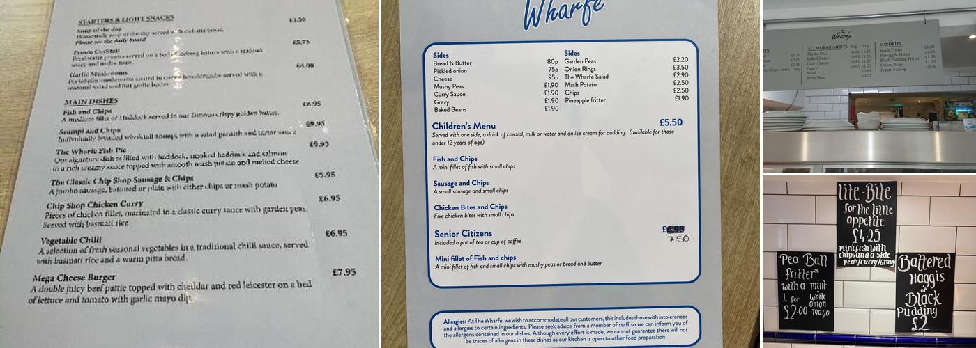 The Wharfe Fish & Chip Restaurant Menu