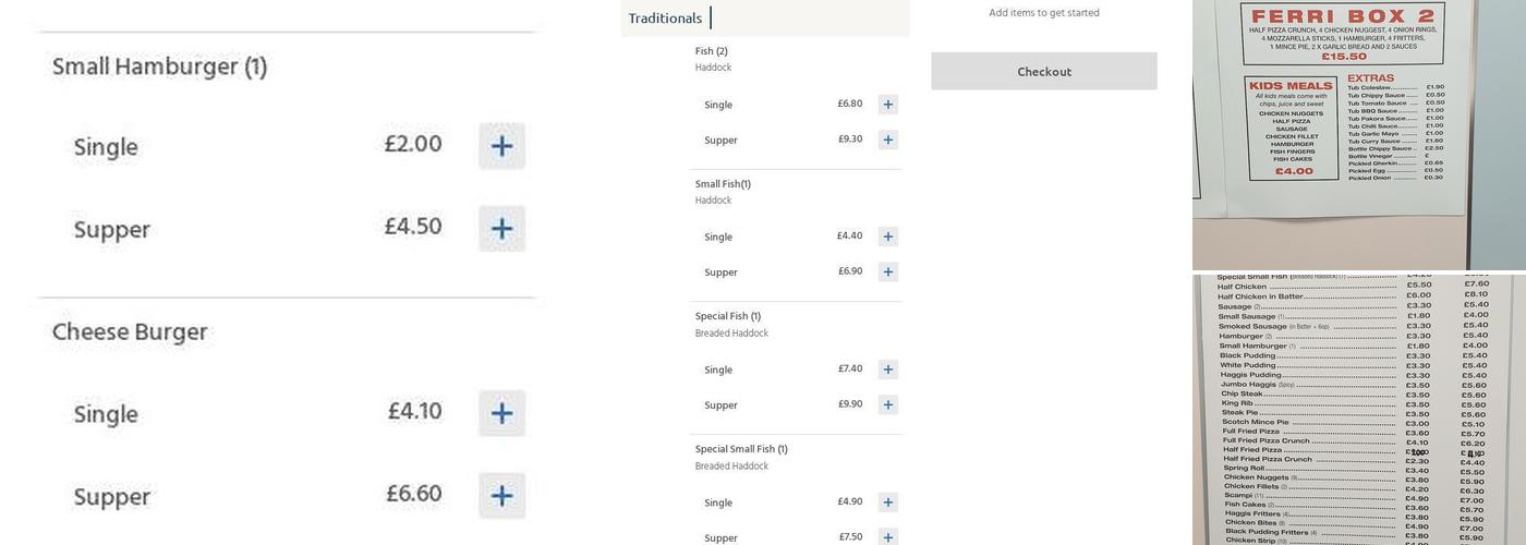 Ferri Fish & Chip Shop Menu