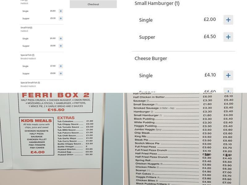 Ferri Fish & Chip Shop Menu