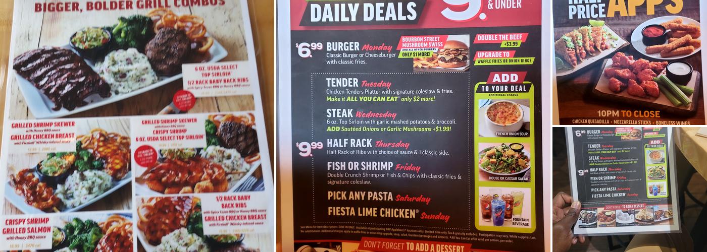 Applebee's Grill + Bar Menu