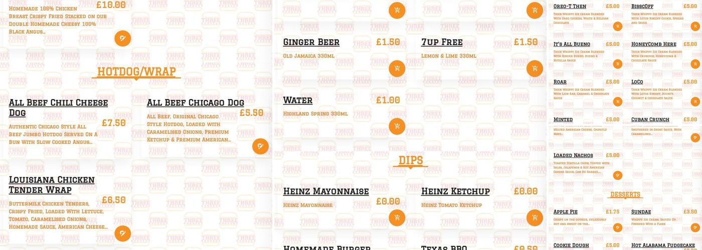 Three Burgers Menu