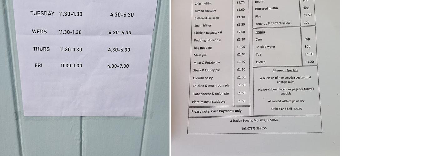 The Railway English Fish & Chips Menu