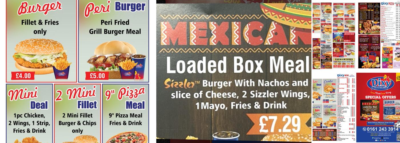 Dixy chicken ashton under lyne Menu