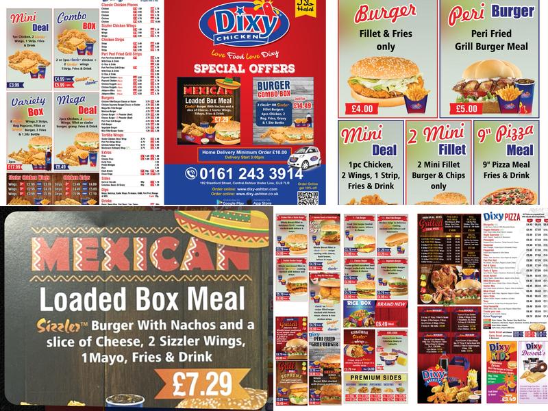 Dixy chicken ashton under lyne Menu