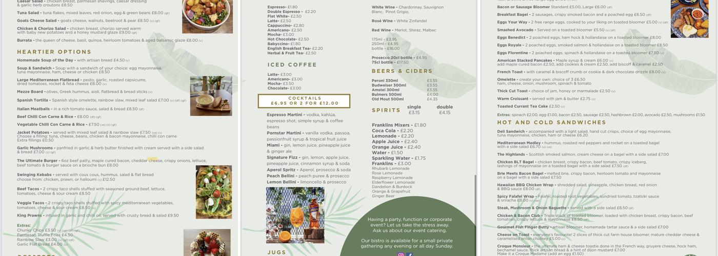 food & thorn bistro Menu