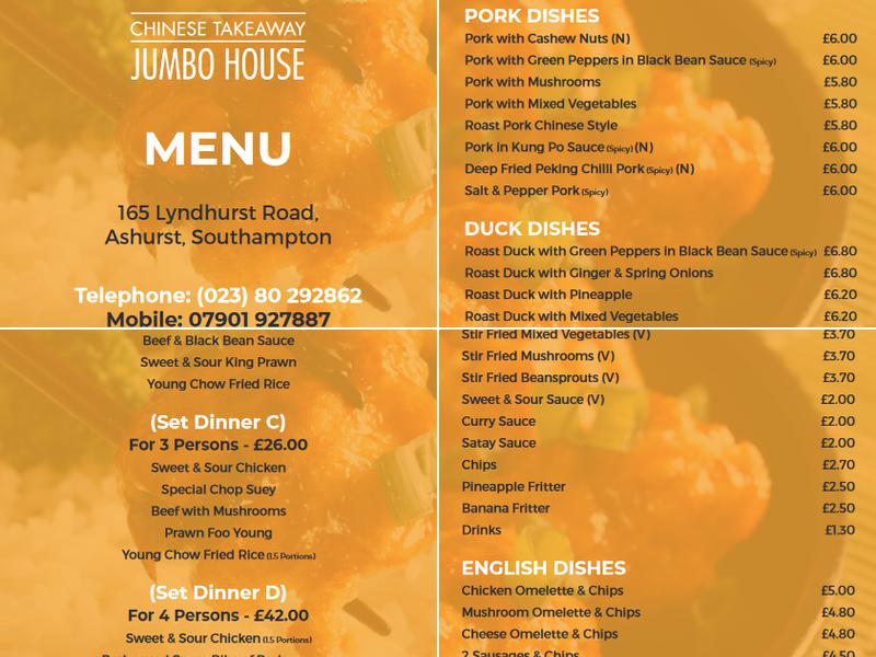 Jumbo House Menu