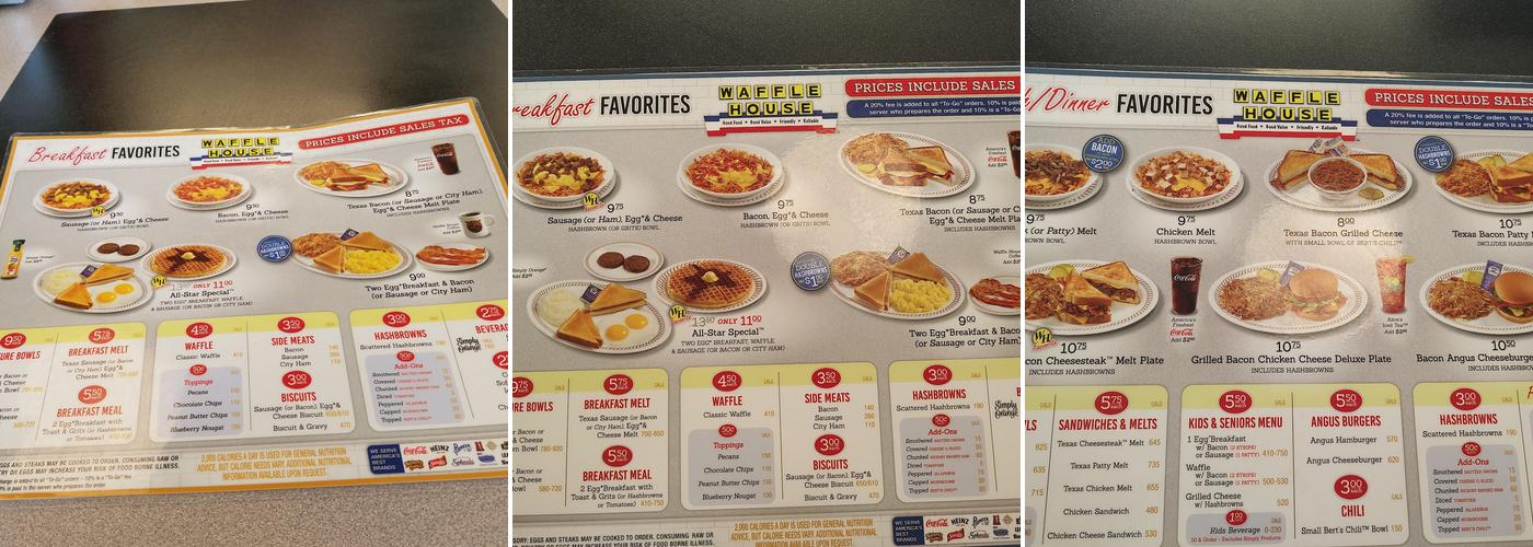 Waffle House Menu