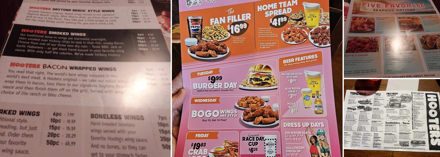 Hooters Menu