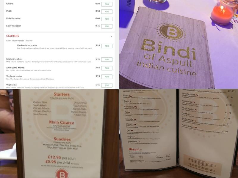 BINDI of Aspull Menu