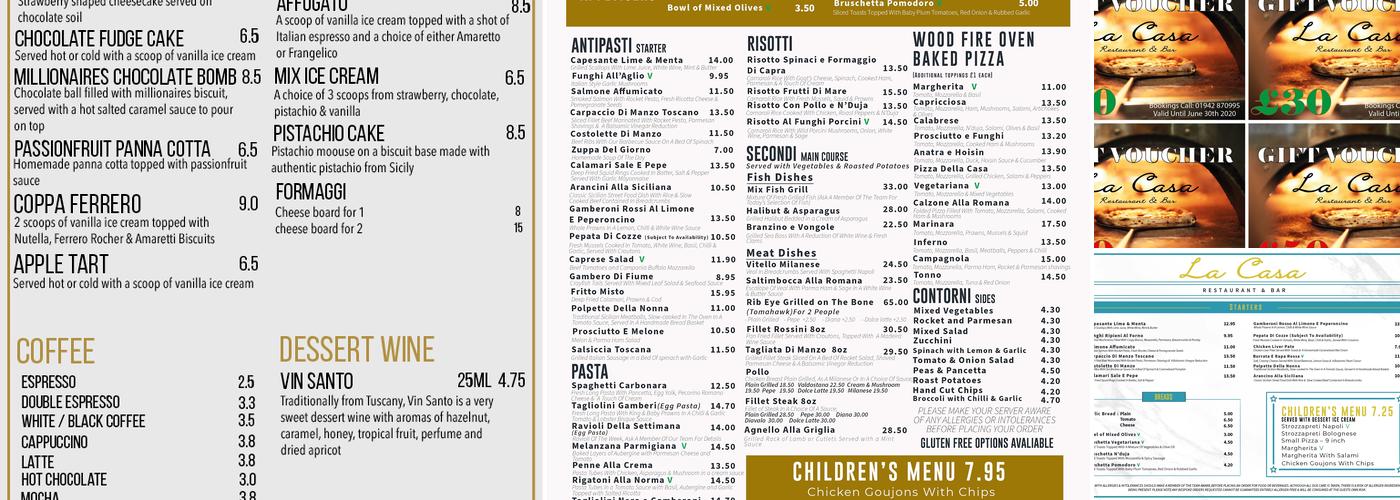 La Casa Restaurant and Bar Menu