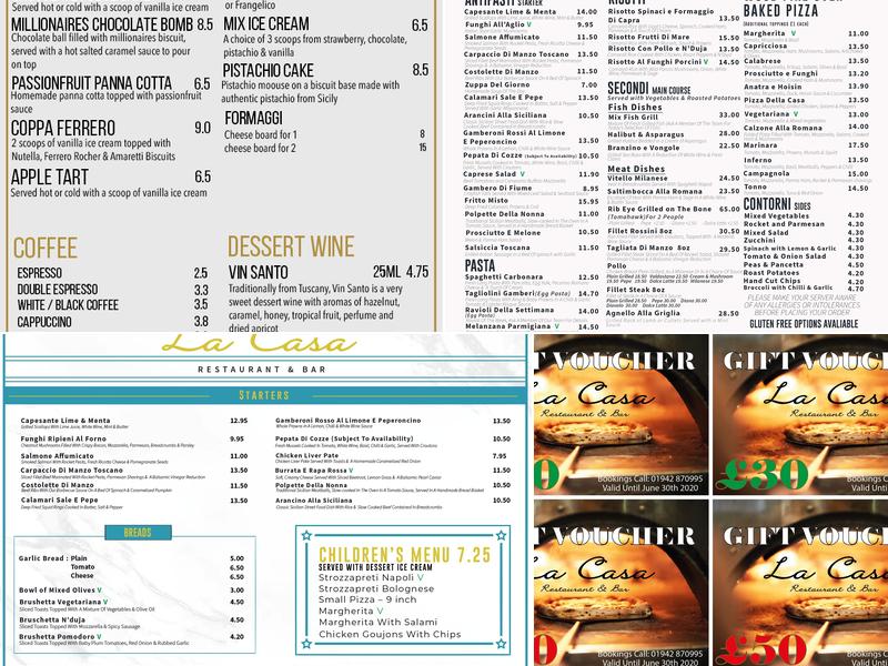 La Casa Restaurant and Bar Menu