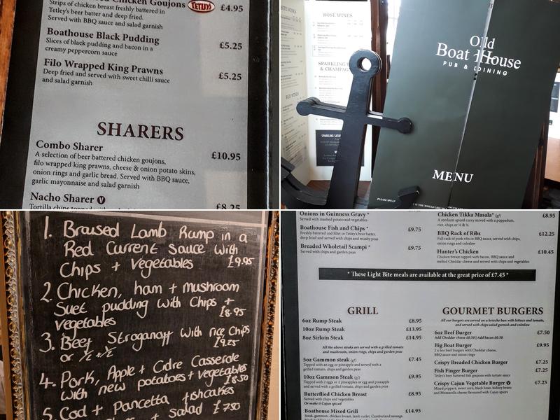 The Old Boat House Menu