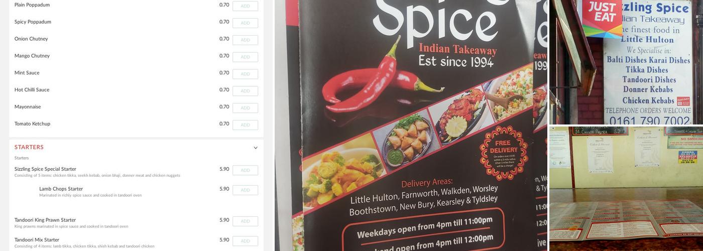 Sizzling Spice Menu