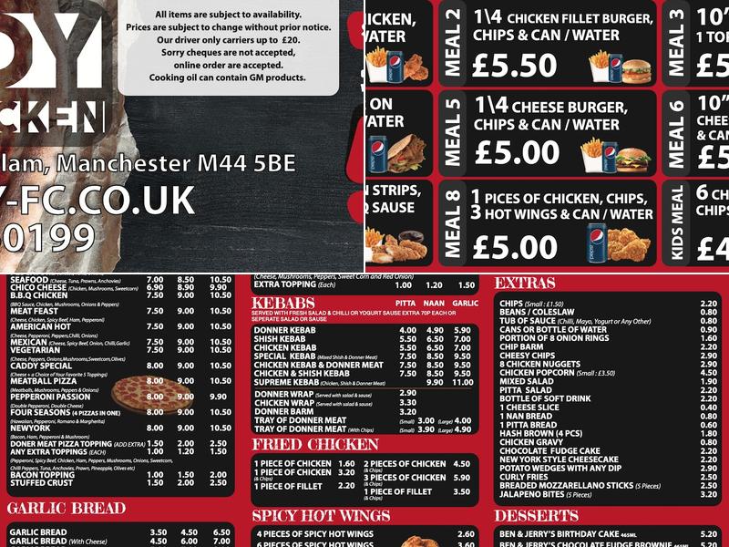 Caddy Fried Chicken Menu