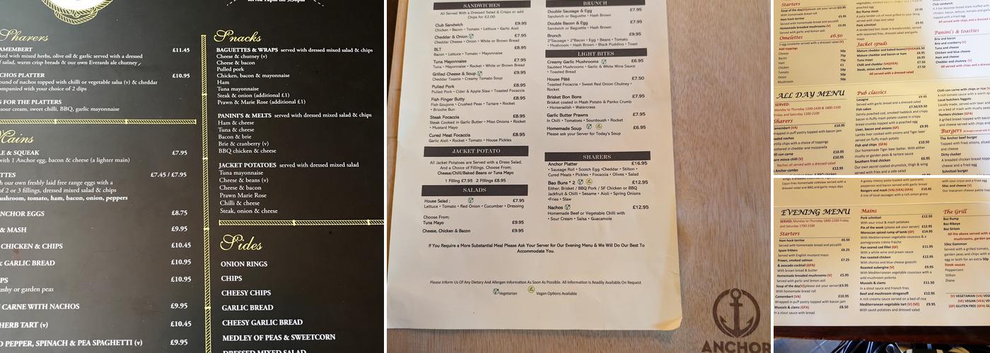 The Anchor Inn Hartshill Menu