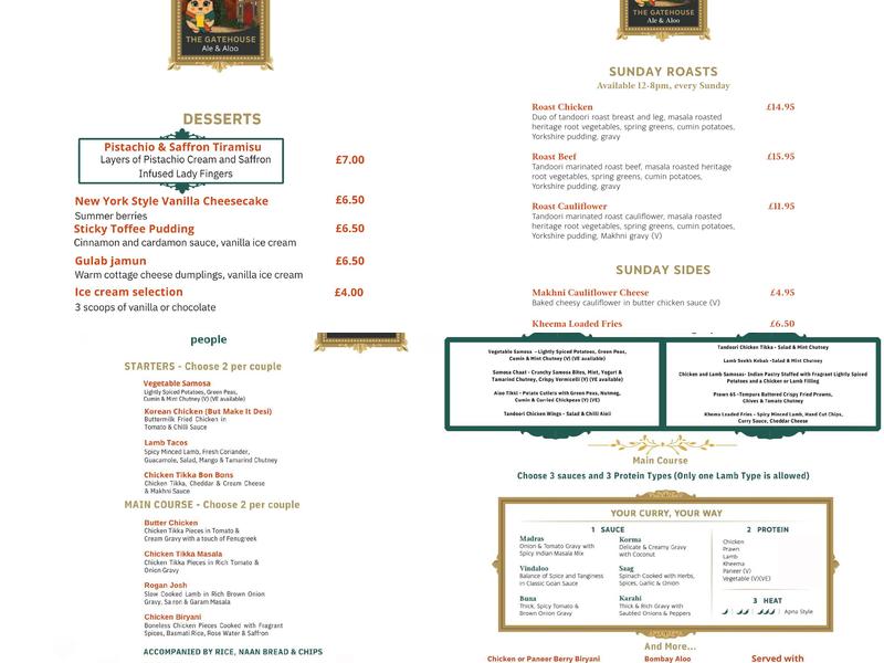 The Gatehouse Menu