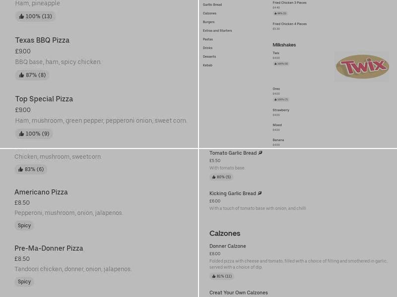 Pizza Top Menu